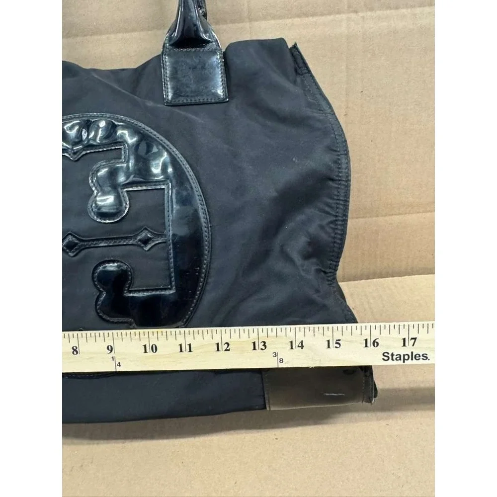 Tory Burch Ella Oversized‎ Logo Patch Recycled Nylon Tote Bag Black Large